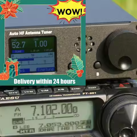 AMNVOLT ATR1000 1000W 1.8-30MHz Automatic Antenna Tuner HF Shortwave Radio Auto Tuner 1.8In TFT Scre