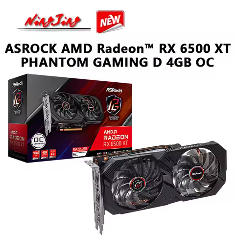 ASROCK AMD Radeon RX 6500 XT Phantom Gaming D 4GB OC NEW 6500XT 4G 18000MHz PCI® Express 4.0 x4 GDDR