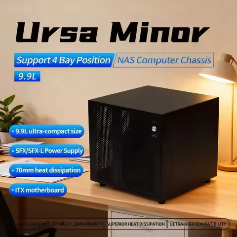 Ursa Minor 4-Bay NAS Chassis with Backplane Support for SFX/SFX-L PSU and ITX Motherboard Flying Bul
