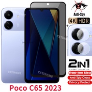 C65 Poco แก้วแบบเทมเปอร์กันสายลับส่วนตัว2023ฟิล์มติดกระจกเพื่อความเป็นส่วนตัวฟิล์มกันรอยป้องกันเต็มพ