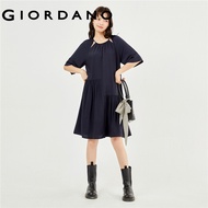 GIORDANO Women Dresses Cut Out Shoulder Elbow Sleeve Graceful Dresses Crewneck Elegant Fashion Casual Drape Dresses 18463219