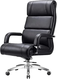 Executive Office Chair Reclining Leather Computer Chair High Back Desk Chair Ergonomic Thick Padding Heavy Duty Office Chairs with Angle Recline Locking System, Black lofty ambition