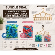 Bundle Hanger w/ Sipit / 50pcs Jumbo & 50pcs Regular Sipit | Durable Laundry Hanger Set