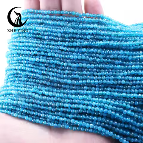 Zhe Ying 2 3 4mm Natural Apatite Gemstone Beads Small Loose Faceted Stone Beads for Bracelet Making 