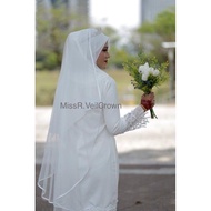 Veil Tunang Nikah Ribbon Flowy