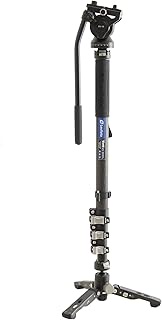 Leofoto Video Monopod MV-324CL+BV-10 74.8" Max Load 22 LB 4-Section Quick Release Device Carbon Fiber with Fluid Head and Removable feet, Photography Accessories for Content Creation, Video, Vlogging