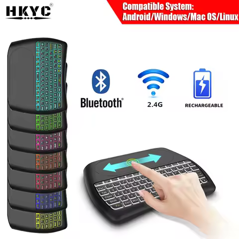 HKYC Backlight Bluetooth keyboard D8 Pro Super English Russian 2.4G Wireless Mini Keyboard Air Mouse
