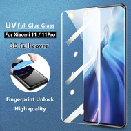 For Xiaomi mi 11 mi11 pro mi 11 Ultra Tempered Glass UV Full Glue Support Fingerprint Unlock.UV Full Glue Adhesive Tempered Glass Screen Protector
