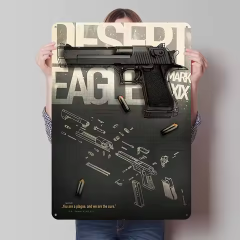 Desert Eagle Printed Poster Customized Retro Wall Art Vintage Metal Tin Signs for Bathroom Decor Bed