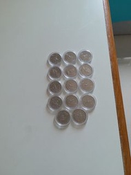 全新:香港:前殖民地:(小1元硬幣):女皇頭:小皇冠:(全部1980年):共14個