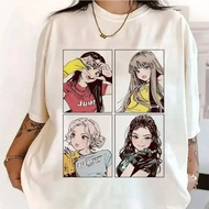 Kpop BP Jump 2025 Tees Pink Girls Band Clothing Adorable Anime Graphic T Shirts Summer High Quality 