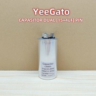 [15uF + 4uF] (CBB65) CAPACITOR DOUBLE DUAL {PIN/WIRED} (450V) COMPRESSOR MOTOR STARTING AIRCOND COND