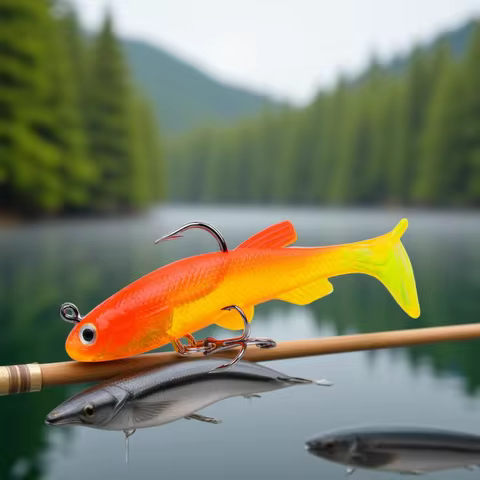 1pc Soft Bait Rubber Fishing Lure 75mm 85mm Artificial Sinking Swimbait Curly T Tail Jig Head Fishin