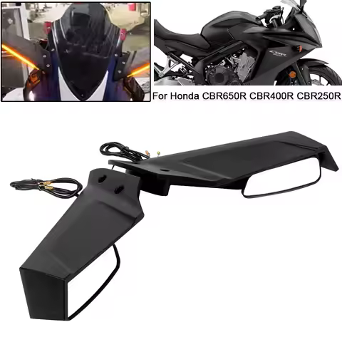 Motorcycle Fairing Winglet Rearview Mirror With LED Turn Signal Light For Honda CBR250R CBR300R CBR5