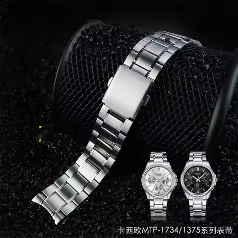 For Casio Swordfish Stainless Steel Watchbands MTP-1374/MTP-1375/Vd01 Replace Original 22mm Arc Inte