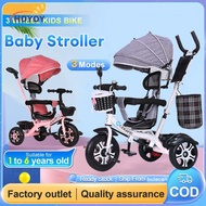 4 In 1 Kids Bike Children Tricycle Baby Tricycle Stroller Bike for Baby Bike for Kids Girl 1-6 years old