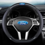 Ford Car Steering Wheel Cover Leather Carbon Fiber 38cm for FORD TERRITORY Fiesta Ranger Ecosport Everest Escape Focus Accessories