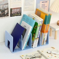 4 Grid Bookend Stand Bookshelf Desktop Storage Rack Holder School Stationery Office File Organizer
