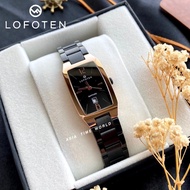 [Original] Lofoten F2321L BRG-4 Elegance Rectangle Sapphire Women Watch with Black Stainless Steel