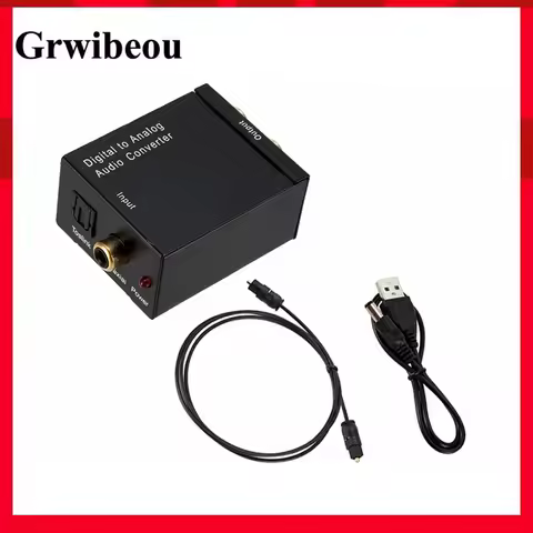 Grwibeou USB DAC Digital To Analog Audio Converter RCA R/L Output Optical Digital Stereo Audio SPDIF