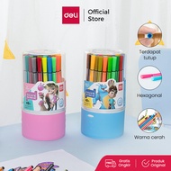 Deli hexagonal watercolor pen Spidol Warna 12/24/36/48 warna 7060