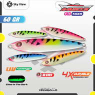 Metal Jig 60 Gram Mongkalo Ambisious Tiger GID UV Flourescent Fosfor Umpan Metal Jig 60g Micro Jig