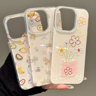 Color Sketch Flower Pot Graffiti Case For iPhone 16 15 14 13 12 11 Pro Max 16E XR X XS Max 7 8 Plus 