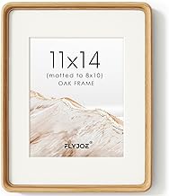 11x14 Picture Frame, USA-Sourced Natural Oak Wood Photo Frame with Tempered Glass, Handcrafted Round