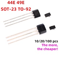 50pcs/10pcs 44E 49E SOT23 SMD Hall Effect Sensor Switch SMD Hall Element  Sensor Switch Brushless El
