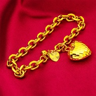100% original 916 Gold&375 Gold Bracelet non fading women's hollow pendant bracelet thick bracelet