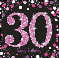 Amscan 9900595 – Serviettes 30th Birthday, Pack of 16, 33 x 33 cm, Happy Birthday, Sparkling Celebra