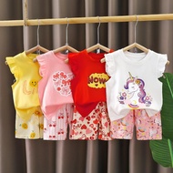 (6M-5Y) Set Baju Tanpa Lengan Budak Perempuan Baby Girl Soft Cotton Comfy Sleeveless Homewear Kids F