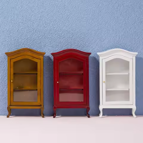 1:12 Dollhouse Cupboard Display Shelf Miniature Furniture Wine Cabinet DIY Toys Bookcase Display She