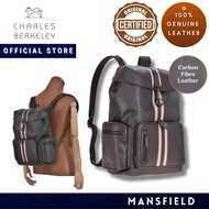 Charles Berkeley Mansfield-EX Carbon Fibre Brown Leather Men's Backpack (EX-KP-22019)