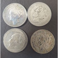 koin kuno, koin perak 1 gulden Wilhelmina tahun 1928, 1929, 1930,