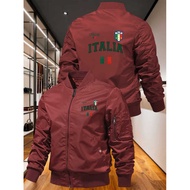 Men's Element Print Zip-Up Flight Jacket with P Pilota/ PILOTA ITALY Logo - Windproof Stand Collar S