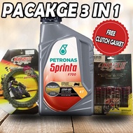 PACKAGE 3 IN 1 CLUTCH PLATE RACING KOZI EX5 DREAM/EVOZ/BONUS+CLUTCH SPRING RACING KOZI+4T PETRONAS F