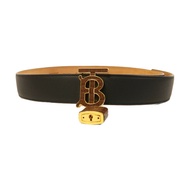 BURBERRY 牛皮皮革Belt 100cm金扣皮帶黑色