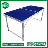 Meja Lipat Koper Portable Kaki Bulat Meja Lipat HPL Portable Biru -COD