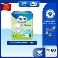 [Bundle of 8] Dr. P Value Level 6 Absorbency Adult Tape Diaper M10/ L9/ XL8 - 2x Skin Protection wit