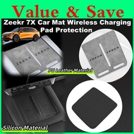 Zeekr 7X Car Mat Wireless Charging Pad Protection Silicon PU Leather Grey Car Interior Accessories z