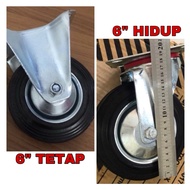 6Pcs Black rubber wheels live swivel 6" inch live swivel wheels 6" inch flat wheels 6" swivel wheels