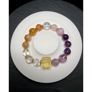 Full Crystal Quartz Mix Stone Bracelet 9 Tails Fox HQ 9-11mm F1459