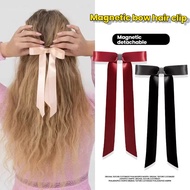 Jepit Rambut Reben Boleh Tanggal, Satin Bow Hair Clip untuk Pakai Harian