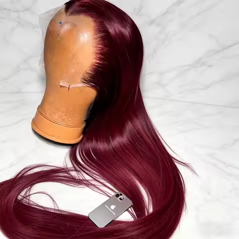 250 Density 99J Burgundy Straight Human Hair 13x4 HD Lace Frontal Wig Pre-Preplucked Red Wine Color 