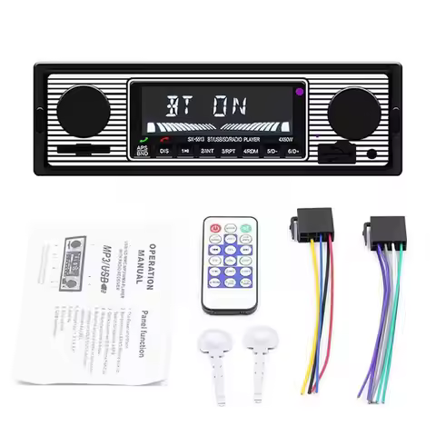 Bluetooth Car Radio Vintage Dual Knob MP3 Player FM Classic Car AUX Retro Tuner Receiver Audio Stere