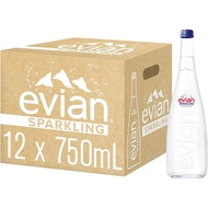 Evian Sparkling Carbonated Natural Mineral Water Glass Bottle 12 X 750ML Case/20 x 330ml