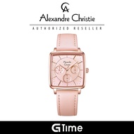 [Official Warranty] Alexandre Christie 5003BFLRGLK Women's Pink Dial Leather Strap Watch