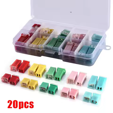 20Pcs Mini Car Fuse Combination Kit Square Fuse 20A 30A 40A 50A 60A AMP Set Automotive Car Fuse With