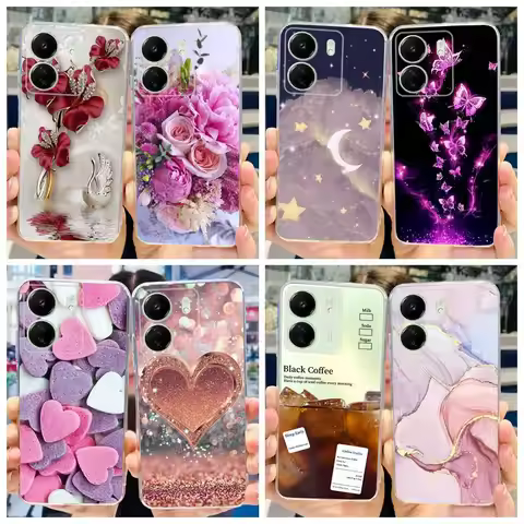 For Xiaomi Redmi 13C Global Case Redmi 12C 13C Cover Stylish Flower Clear TPU Soft Back Cover For Xi
